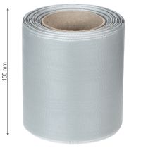 Artikel Satinband för kransar, silverfärgat, 100 mm brett, 25 m långt, för begravningskransar, minneskransar och jubileer, väderbeständigt och komposterbart