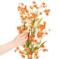 Artikel Konstgjord blomma orkidégren orange filigran rumsdekoration 110 cm 3 st