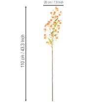 Artikel Konstgjord blomma orkidégren orange filigran rumsdekoration 110 cm 3 st