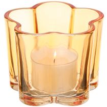Artikel Skål glas värmeljushållare blomma orange Ø7,5cm H6cm 6st