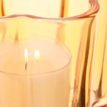 Artikel Skål glas värmeljushållare blomma orange Ø7,5cm H6cm 6st