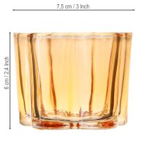 Artikel Skål glas värmeljushållare blomma orange Ø7,5cm H6cm 6st