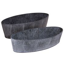 Artikel Skål Oval Metall Svart Grå Vintage 32,5/37 cm Set om 2