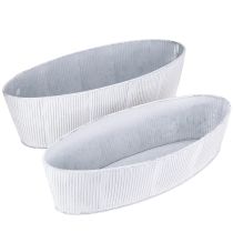 Artikel Oval metallskål i vit silver 32,5cm/37cm set om 2