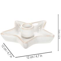Artikel Keramisk stjärnljushållare, vit, för koniska ljus, 12 cm, 2 stycken