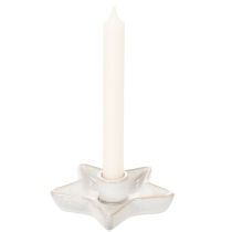Artikel Keramisk stjärnljushållare, vit, för koniska ljus, 12 cm, 2 stycken