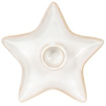 Artikel Keramisk stjärnljushållare, vit, för koniska ljus, 12 cm, 2 stycken