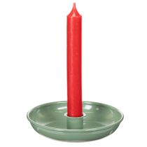 Artikel Grön metallljusstake, dekorativ, för spetsljus, 13 cm