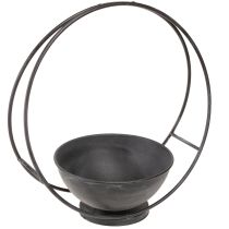 Artikel Skål med fot dekorativ ring metall antracit H29cm 2st
