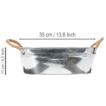 Artikel Oval skål 35 cm x 21,5 cm H11,5 cm, blank zink