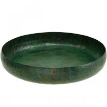 Stor dekorativ skål grön antik skål metall Ø38cm H7cm