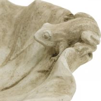 Artikel Fågelbad med grodor, trädgårdsfigur i betong, fågelbad lotusblad B21cm H7cm
