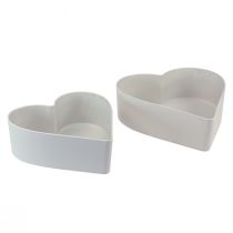 Artikel Skål hjärta plast dekorativ skål vit grå 24/21cm set om 2