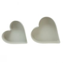 Artikel Skål hjärta plast dekorativ skål vit grå 24/21cm set om 2