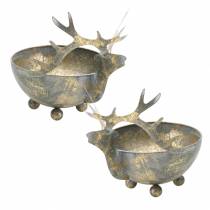 Artikel Skål med renhuvud gyllene vintagelook metall Ø9,5cm 2st