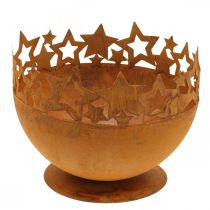 Metallskål med stjärnor, julpynt, dekorativt kärl rostfritt stål Ø25cm H20.5cm