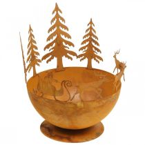 Dekorativ skål med julsläde, adventsdekoration, metallkärl, rostfritt stålgaller Ø25cm H32,5cm