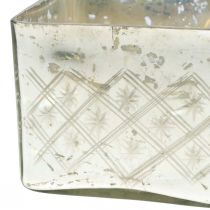 Glasburk med lock shabby glasdekoration champagne 14×14×14,5cm