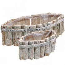 Växtskål, växtlåda i trä, jardiniere L37,5/28cm H10/9cm set om 2