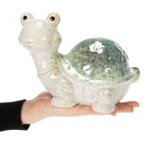Artikel Keramisk sköldpaddsfigur som blickfång i vardagsrummet, dekorativ figur, 22 cm