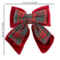 Artikel Röd skotsk plädrosett i sammet inomhus 21×23 cm