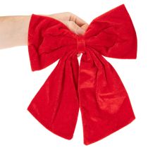 Artikel Röd dekorativ rosett som juldekoration, 28 cm, 3 stycken