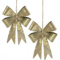 Slingor av metall, julhänget, adventsdekoration gyllene, antikt utseende H18cm B12,5cm 2st