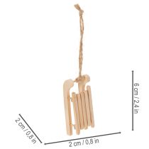 Artikel Dekorativ släde för att hänga på julgran, 6 cm, 6 stycken