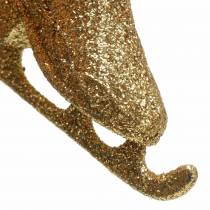Artikel Julgransdekoration skridsko guld, glitter 8cm 12st