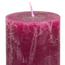 Artikel Set med pelarljus, rosa och bärfärger, rustikt utseende, 50x100mm, 12 delar - bröllopsdekoration, bordsdekoration, romantiska kvällar