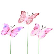 Artikel Butterfly dekorativ plugg trä rosa rosa 8x5,5cm 18 st