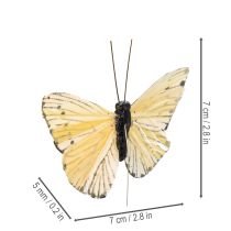Artikel Dekorativa fjärilar på tråd för färgglada bordsdekorationer, 7 cm, 12 stycken