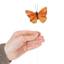 Artikel Dekorativa fjärilar på tråd för färgglada bordsdekorationer, 7 cm, 12 stycken