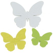 Träfjäril vit / gul / grön 3cm - 5cm 48p