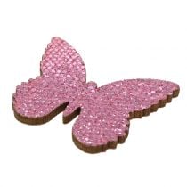 Scatter dekoration fjäril rosa-glitter 5/4 / 3 cm 24 st