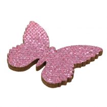 Artikel Scatter dekoration fjärilsrosa glitter 5/4/3cm 24 st