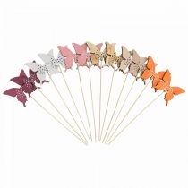 Artikel Butterfly träblomplugg färgad 9cm/29cm 12st