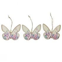 Butterfly dekorativ hängare i trä linne 11,5x9,5cm 6st