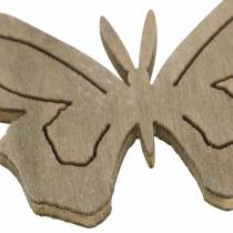 Artikel Butterfly Wood White, Creme, Brown Assorted 4cm 72st Borddekorationsfjäder