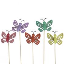 Vårdekoration blompluggar trä dekorativa fjärilar 6×8cm 10st