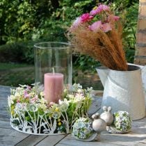 Sniglar med blommor sommardekoration bordsdekoration grå/blå/grön 9,5cm set om 2