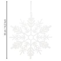 Artikel Snöflingedekoration för upphängning vinterdekoration vit 30cm 3 stycken