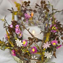 Artikel Snowflake 4cm rosa/vit med glitter 72 st
