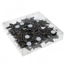 Artikel Dekorativa stjärnor lila trästjärnor snöflingor självhäftande 4cm mix 36 st