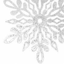 Snöflinga att hänga 14,5 cm transparent, glitter 12st