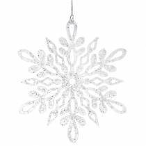 Snöflinga att hänga 14,5 cm transparent, glitter 12st
