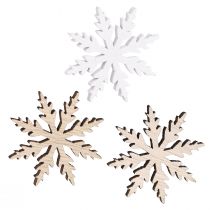 Artikel Snowflake dekorativa shakers vit naturträ Ø3cm 48 st