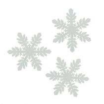 Trä snöflingor vita Ø3,7cm 48st