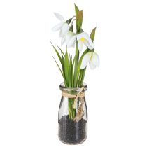 Artikel Snödroppar konstgjorda i glas konstgjorda blommor vit 22,5cm 2st