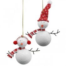 Julgransdekorationer snögubbe att hänga metall 8,5 / 13cm 4st